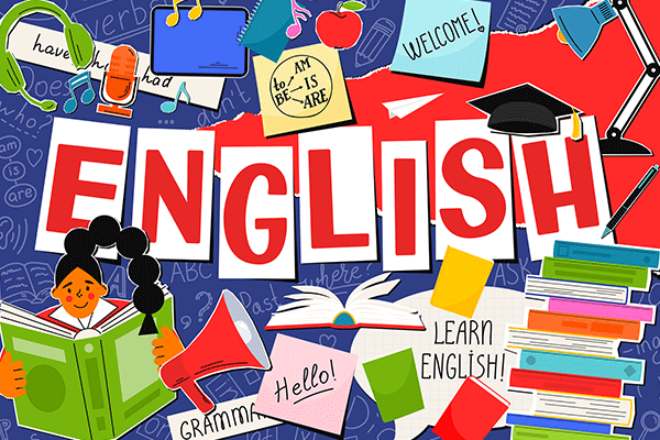 Female in hijab sitting at desk pointing on board teaching a language online course on a laptop