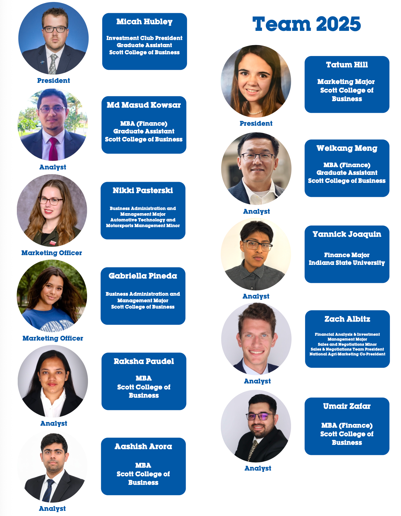 Investment Club Officers 2025 Fall