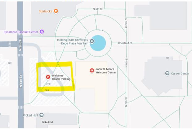 Campus map displaying where clothing donations can be dropped off