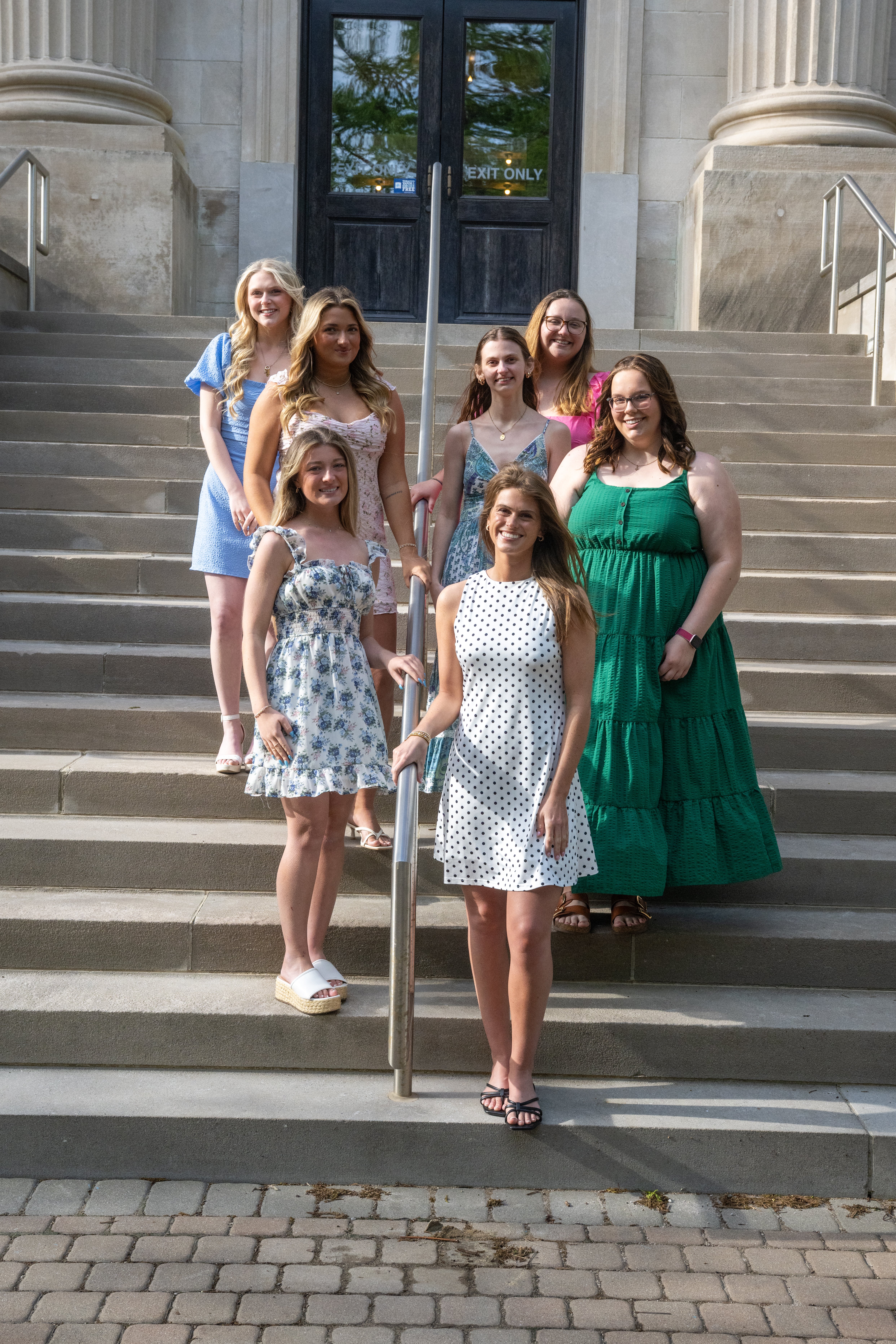 2026 Panhellenic Executive Board photo in front of Normal Hall.