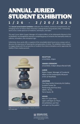 YANG FAMILY UNIVERSITY ART GALLERY Annual Juried Student Exhibition poster
