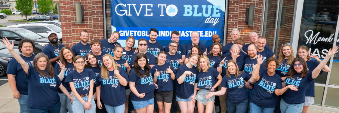 Advancement team cheering on Give to Blue Day